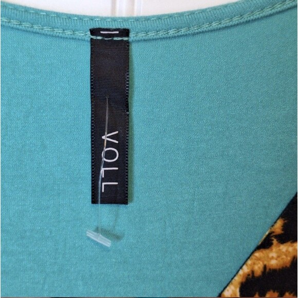 Voll Womens Tunic Tops Sz 3XL Tan Green Cheetah Print V Neck 3/4 Sleeve Lot Of 2 - Picture 12 of 15